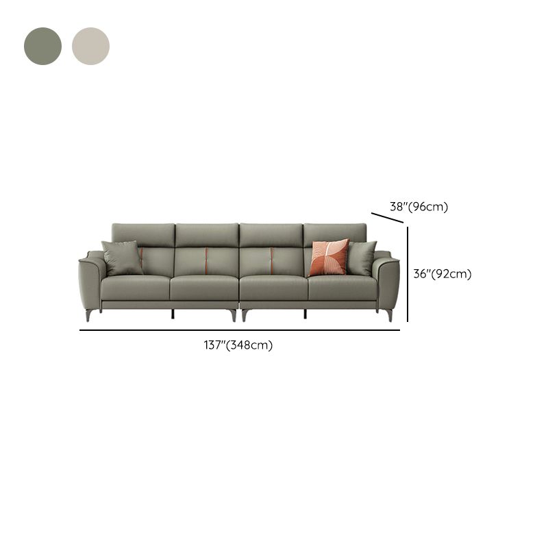 コンテンポラリースタイルのフェイクレザーソリッドカラー縫製枕バックソファ