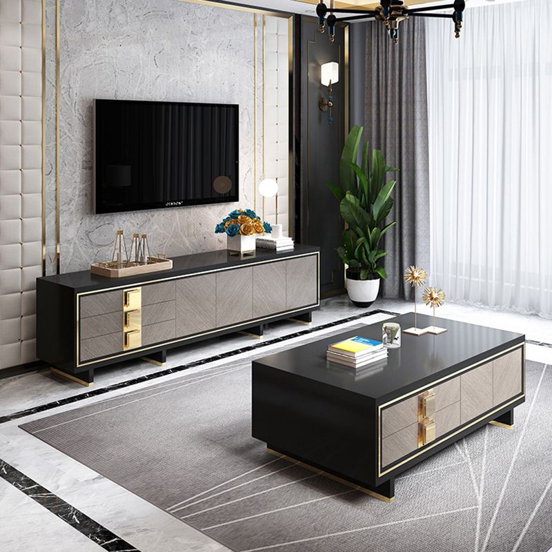 Glam Style Stone TV Stand Enclosed Storage TV Cabinet with 3 Drawers Clearhalo 'furn' 'furn_tv_stands_entertainment_centers' 'Furniture' 'Living Room Furniture' 'TV Stands & Entertainment Centers' 'TV Stands & Media Storage Furniture' 'tv_stands_entertainment_centers' 1200x1200_cccbddd3-4f26-4322-8437-a8c46131d4e4