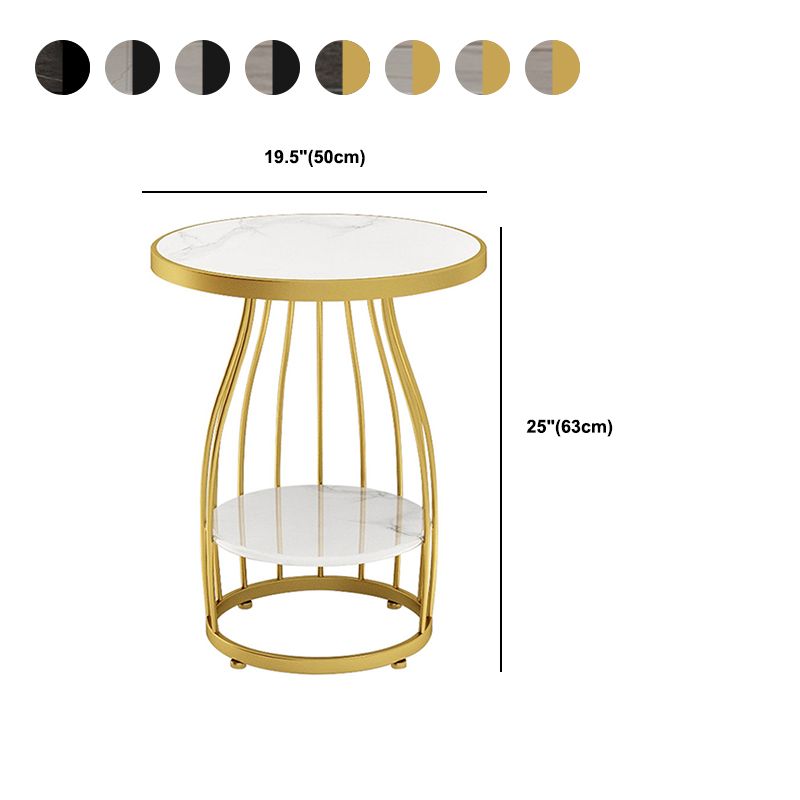 Tavolino rotondo moderno in ardesia da 19,6 pollici in metallo tavolino con scaffale