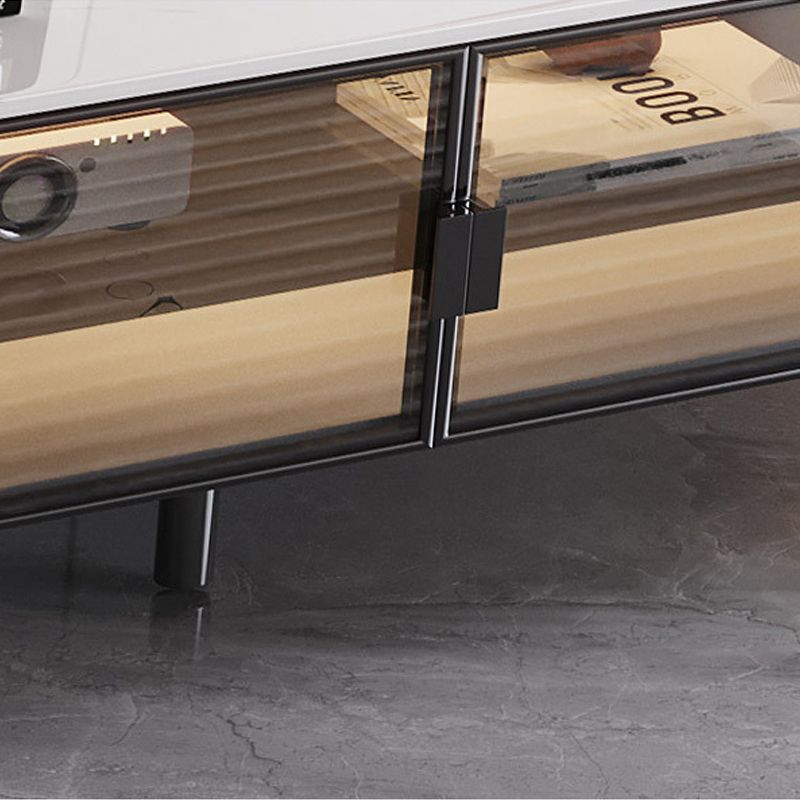 Console TV contemporanea, supporto TV in finto legno con 2 cassetti