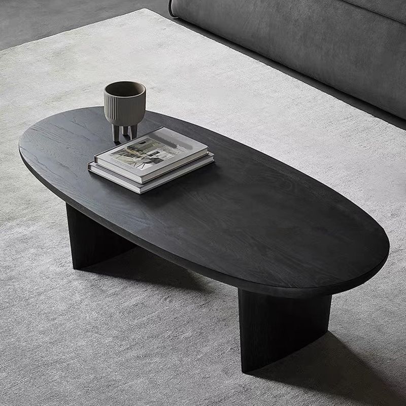 North European Oval Coffee Table Wood Cocktail Table in Black Clearhalo 'Coffee & Accent Tables' 'Coffee Tables' 'coffee_tables' 'furn' 'furn_coffee_tables' 'Furniture' 'Living Room Furniture' 1200x1200_ccce1a1e-62dc-46d4-8547-d81badf4669e