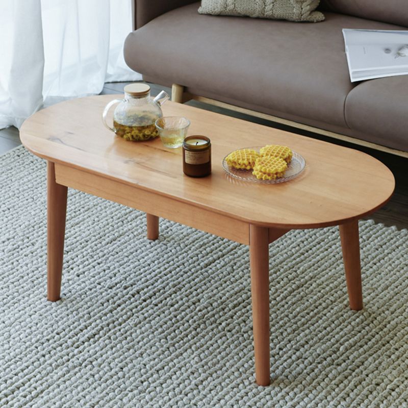 Nordic Solid Wood Cocktail Table with 1 Drawer Oval Coffee Table Clearhalo 'Coffee & Accent Tables' 'Coffee Tables' 'coffee_tables' 'furn' 'furn_coffee_tables' 'Furniture' 'Living Room Furniture' 1200x1200_cccebe8c-c579-4bf9-ad1e-c6e13ac9c64d