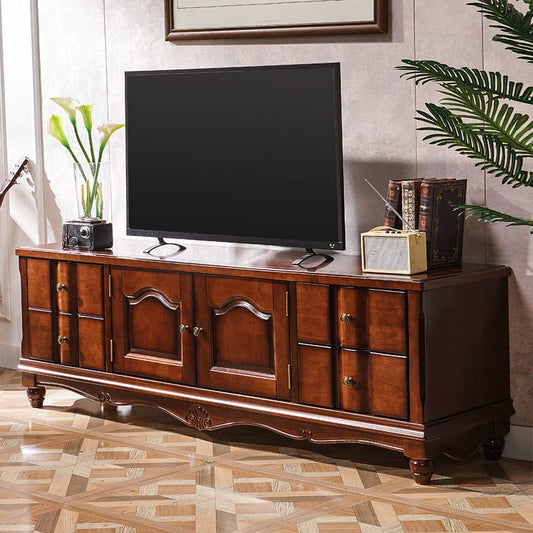Mobile tv in legno in stile tradizionale casa soggiorno con console di supporto con cassetti