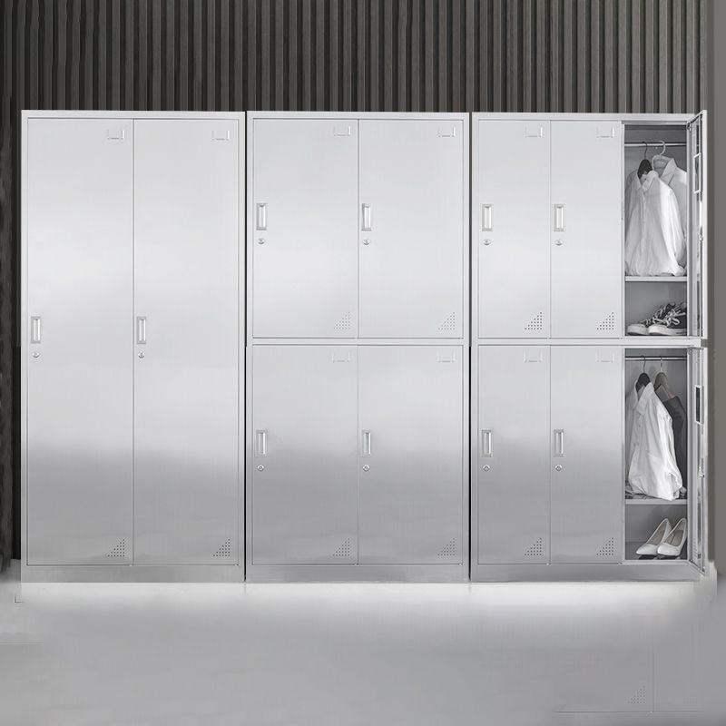 Armoire intérieure en acier contemporain armoire de rangement en argent avec portes à charnière