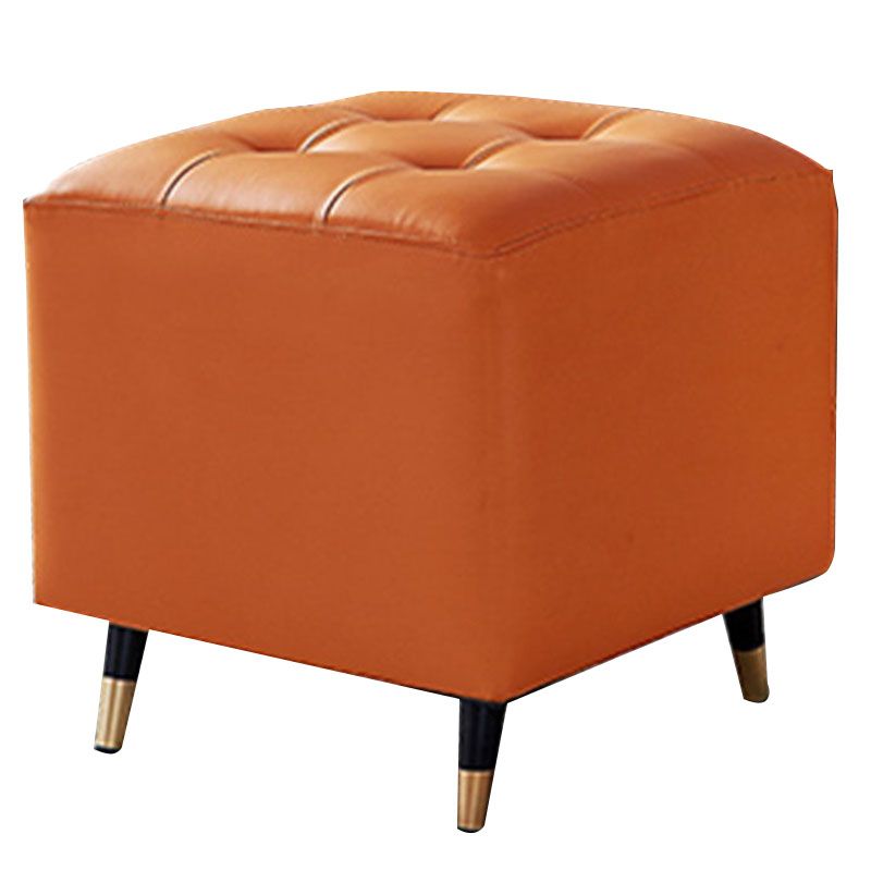 Glam Pouf Ottoman Genuine Leather Upholstered Tufted Square Ottoman with Metal Legs Clearhalo 'furn' 'furn_ottomans_poufs' 'Furniture' 'Living Room Furniture' 'Ottomans & Poufs' 'ottomans_poufs' 1200x1200_ccd2208c-b52a-4e44-a044-c2cdca647fce