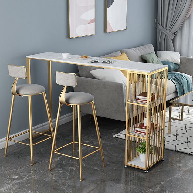 Glam Style Bar Table Artificial Marble Top Pub Table with Cabinet for Dining Room Clearhalo 'Bar Furniture' 'Bar Tables' 'bar_tables' 'Furniture' 'furniture_bar_tables' 'Kitchen & Dining Furniture' 1200x1200_ccd2d6d6-80e5-44c9-89a8-84c976700b0c