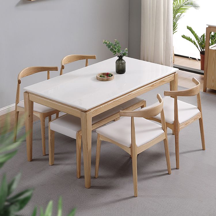 Mid-Century Rectangle Dining Table Marble Table with 4 Legs Base for Home Clearhalo ' dining_table' 'Dining Tables & Seating' 'Dining Tables' 'furn' 'furn_dining_table' 'Furniture' 'furniture_dining_table' 'Kitchen & Dining Furniture' 'kitchen&dining_furn' 'kitchen' 'kitchen_dining_table' 1200x1200_ccd5537e-dcdb-4254-9e64-d9ade47fc725