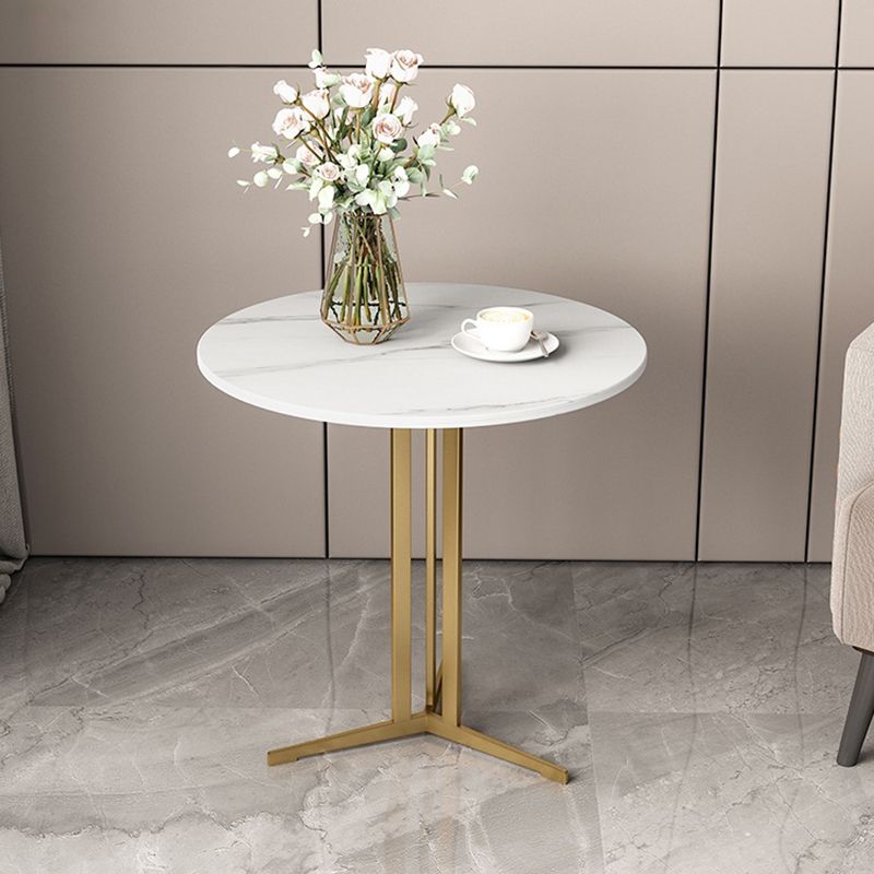 Cross Table Iron Base Design Rock Slab White/black Material Round Table Top Side Table Clearhalo 'Coffee & Accent Tables' 'End & Side Tables' 'end_side_tables' 'furn' 'furn_end_side_tables' 'Furniture' 'Living Room Furniture' 1200x1200_ccd70d4d-69b9-4475-a7bf-b86cd9f5bbbd