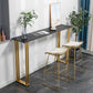 Bartisch aus gesintertem Stein, moderner Esstisch, Bartisch mit Gold- und Metallbasis