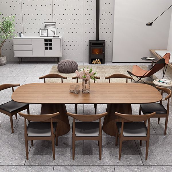 Oval Solid Wood Dining Table Contemporary Dining Table with Double Pedestal Base Clearhalo 'Dining Tables & Seating' 'Dining Tables' 'dining_table' 'furn' 'furn_dining_table' 'Furniture' 'Kitchen & Dining Furniture' 1200x1200_ccda849a-d9a6-449d-96d8-c487c346007f