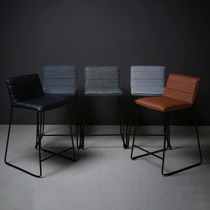 Scandinavian Black Iron Base Barstool Fabric and Faux Leather Bar Stools Clearhalo 'Bar Furniture' 'Bar Stools' 'bar_stools' 'furn' 'furn_bar_stools' 'Furniture' 'Kitchen & Dining Furniture' 1200x1200_ccdbaf32-d28a-4dfc-9485-7390106156b1