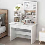 Vanity in legno con cassetti e mensole tavolo da trucco vanità con specchio