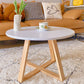 Table de bois rond en bois rond de style nordique avec table d'appoint de base en bois en bois