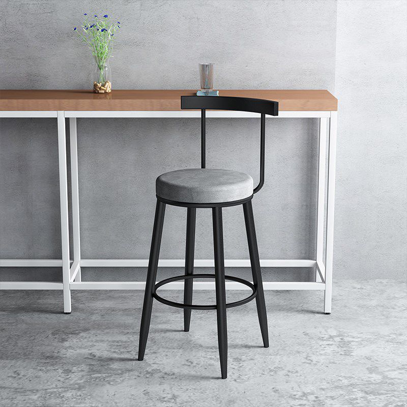 Modern Armless Backrest Counter Stool Iron Cafe Bar Stool with Velvet Cushion Clearhalo 'Bar Furniture' 'Bar Stools' 'bar_stools' 'furn' 'furn_bar_stools' 'Furniture' 'furniture_bar_stools' 'Kitchen & Dining Furniture' 1200x1200_cce0443b-2018-4da6-b815-9c717dbfc921