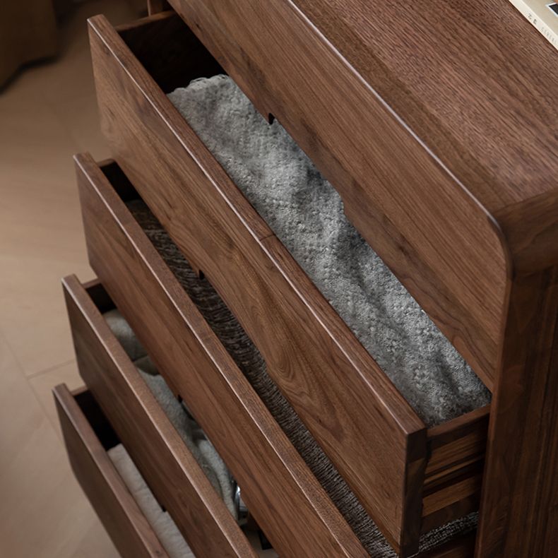 Mid-Century Modern Walnut Chest with 5 Drawers Rectangle Chest Clearhalo 'Cabinets & Chests' 'cabinets_chests' 'furn' 'furn_cabinets_chests' 'Furniture' 'Living Room Furniture' 1200x1200_cce1b00b-68f9-49dd-ab90-1f23be7bbc80