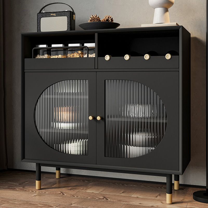 Schwarzes Sideboard aus Holz mit Tür, modernes, minimalistisches Wohnzimmer-Buffet-Sideboard