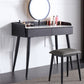 Contemporary Stone Makeup Dressing Table 33.5" H 2 Drawers Vanity Table in Black Clearhalo 'Bedroom Furniture' 'furn' 'furn_makeup_vanities' 'Furniture' 'Makeup Vanities' 'makeup_vanities' 1200x1200_cce2b749-e54c-4fe6-8c3b-e8ccfc385740