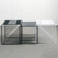 Mesa de centro cuadrada con 2 nidos y estante, juego de mesa de centro con estructura de hierro de mediados de siglo