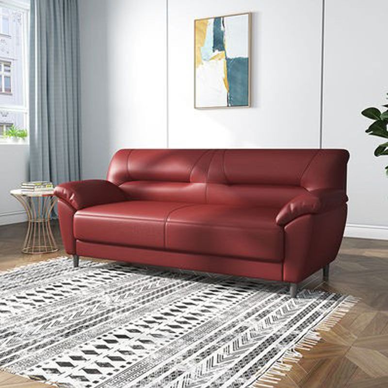 Leather Modern 3-seat Pillow Top Arm Sofa 70.87"/55.12" W Sewn Pillow Back Sofa Clearhalo 'furn' 'furn_sofas' 'Furniture' 'furniture_sofas' 'kitchen' 'kitchen_sofas' 'Living Room Furniture' 'Sofa' 'sofas' 1200x1200_cce6748a-e5b3-4e8a-9b44-0a290c8c2903
