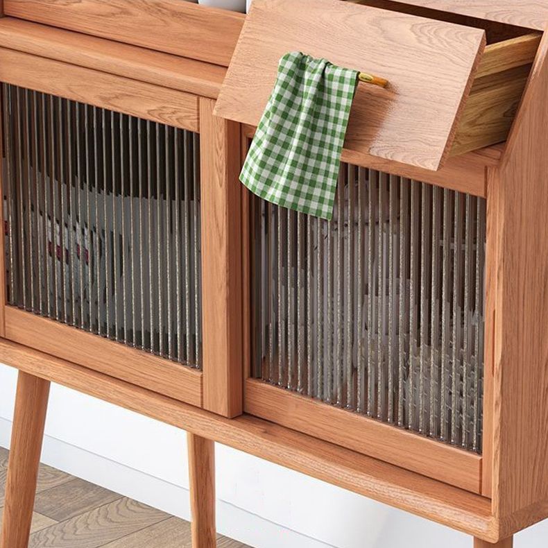 Server per cena in stile moderno Server di archiviazione aperta in legno massiccio con 2 porte