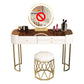 15.74" Wide Vanity Desk with 3 Storage Drawers  Glam Glass Dresser, Whit