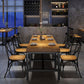 Table de bois en pin industriel pour table à manger au restaurant avec base de chevalet en noir