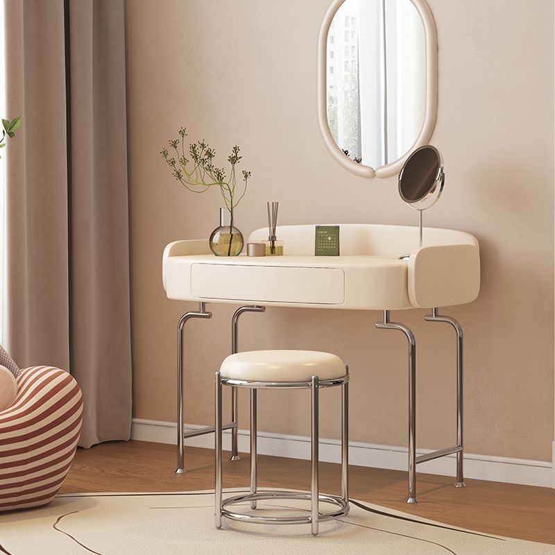 Vanity di trucco in legno massello scandinavo in stile glam bianco per camera da letto