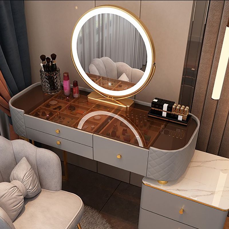 15.74" Wide Vanity Desk with 5/6 Storage Drawers Glam Glass Dresser