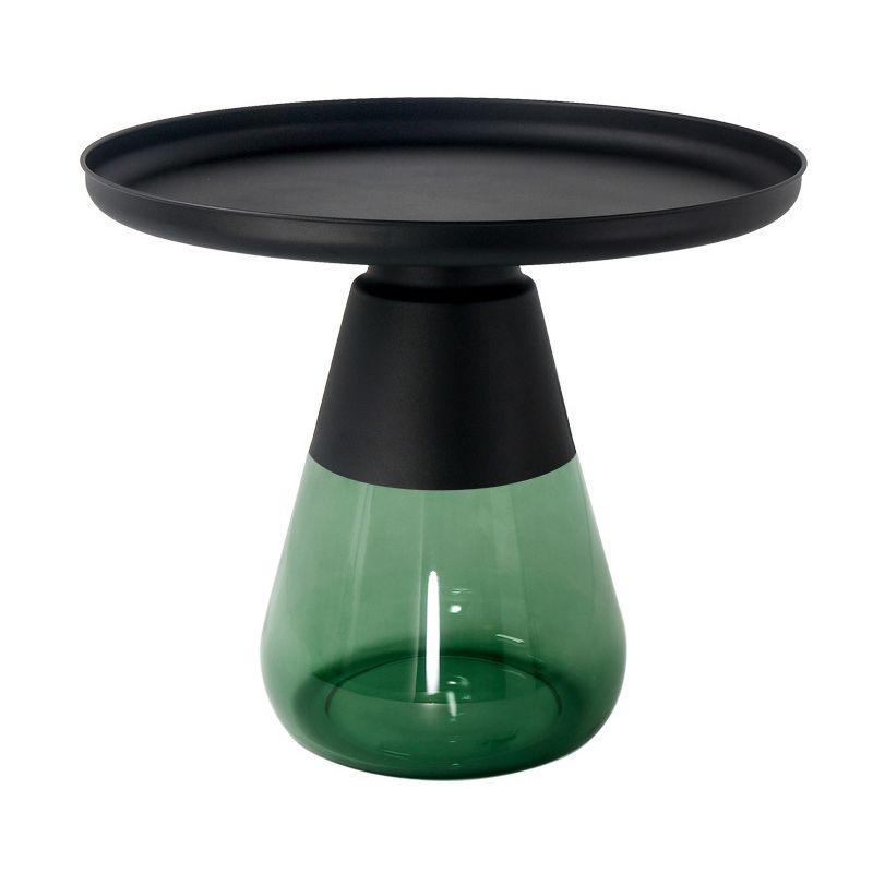 Round Metal Tray Top Coffee Table Glass Pedestal Cocktail Table Clearhalo 'Coffee & Accent Tables' 'Coffee Tables' 'coffee_tables' 'furn' 'furn_coffee_tables' 'Furniture' 'Living Room Furniture' 1200x1200_ccea6bcd-f5db-45bb-9b07-ba062e963ea9