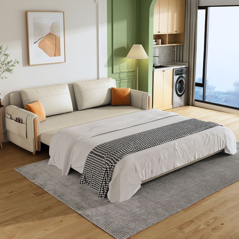 31" Wide Contemporary Futon Sofa Bed White Futon Sleeper Sofa with Storage