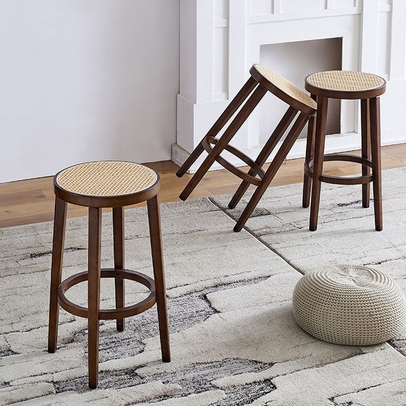 Contemporary Design Solid Wood Bar Stools Wicker Backless Stools Clearhalo 'Bar Furniture' 'Bar Stools' 'bar_stools' 'furn' 'furn_bar_stools' 'Furniture' 'Kitchen & Dining Furniture' 1200x1200_cceb24a8-4dde-4867-a06d-7317cf536a10