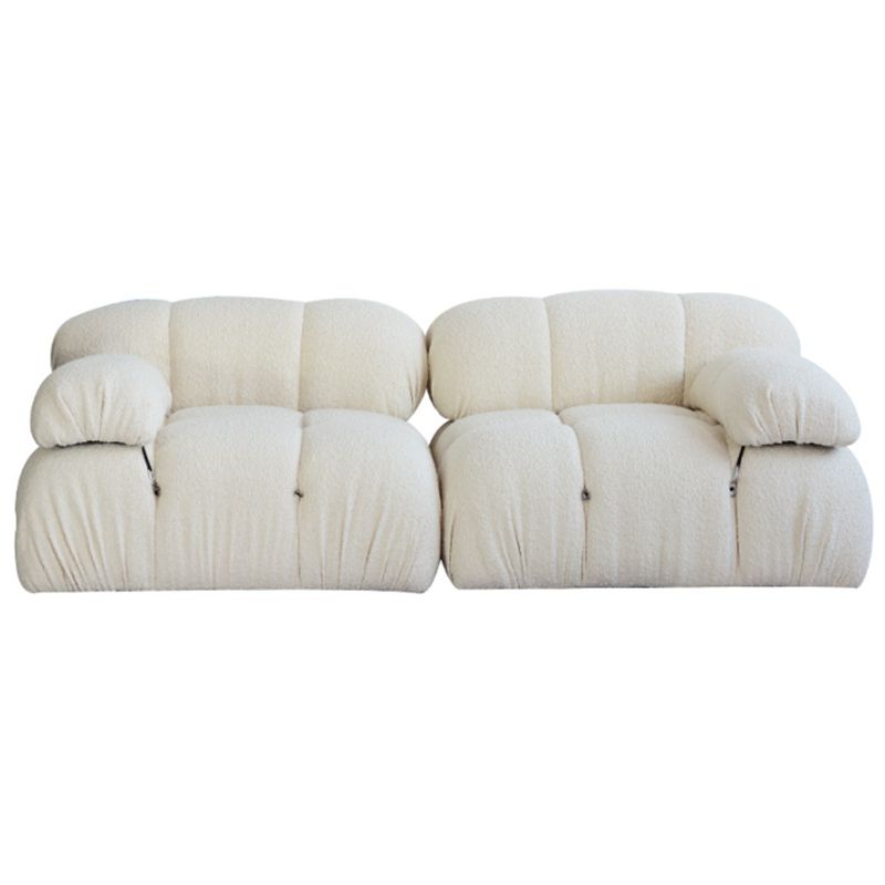 Tufted Cream 2-3-Seater Sofa Contemporary Pillow Top Arm Sofa