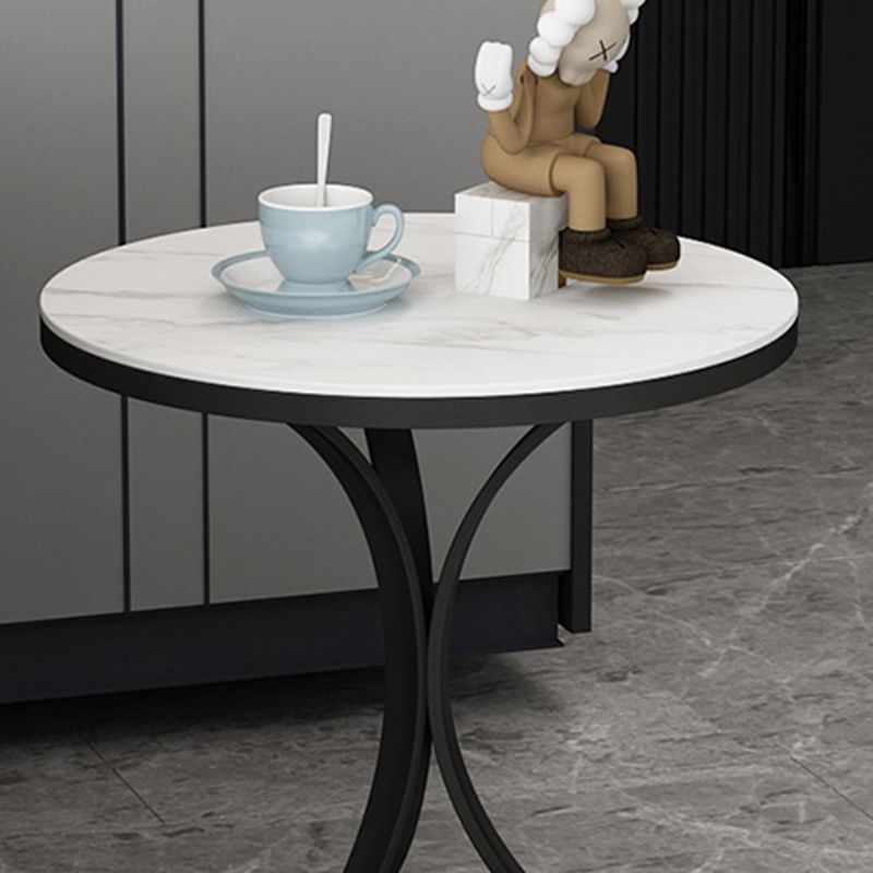 21.6"H Single Leg Metal Base Solid Color Slate Round Coffee Table