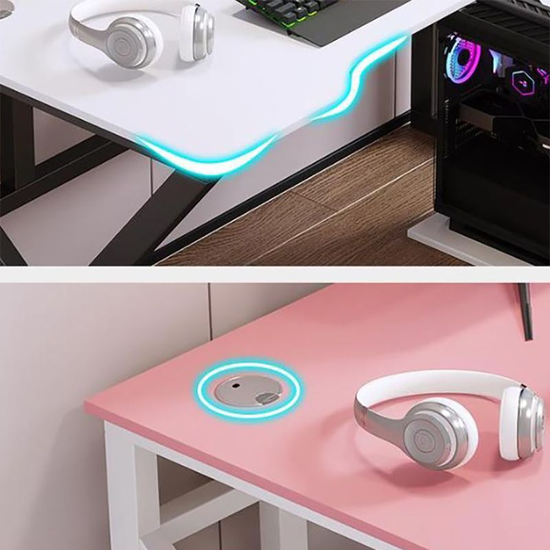 Escritorio de escritura de madera y acero artificiales gestión de cables Descripción de la computadora