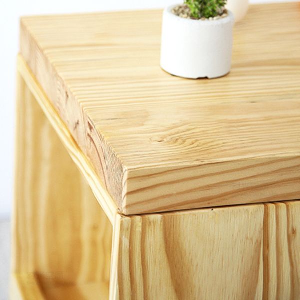 Table de bar moderne à 3 étagères Table de bar de bistro rectangulaire en bois massif en naturel
