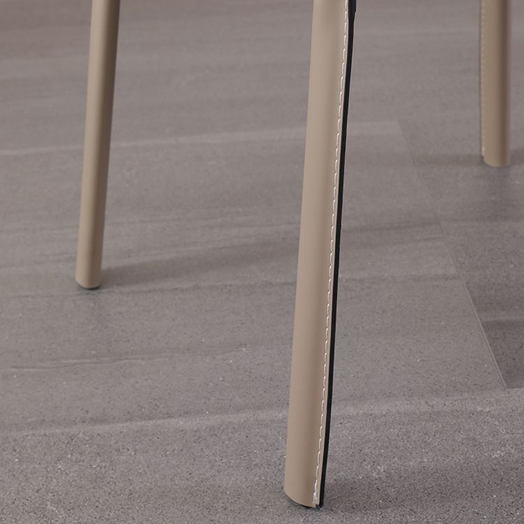 Modern Style Armless Dining Chairs Faux Leather Low Back Dining Side Chair