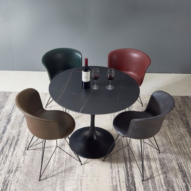 Modern Style Round Dining Table Sintered Stone Table with Tulip Base for Home Use Clearhalo ' dining_table' 'Dining Tables & Seating' 'Dining Tables' 'furn' 'furn_dining_table' 'Furniture' 'furniture_dining_table' 'Kitchen & Dining Furniture' 'kitchen&dining_furn' 'kitchen' 'kitchen_dining_table' 1200x1200_ccf3dc49-a933-4bf3-baa0-5e9763276722