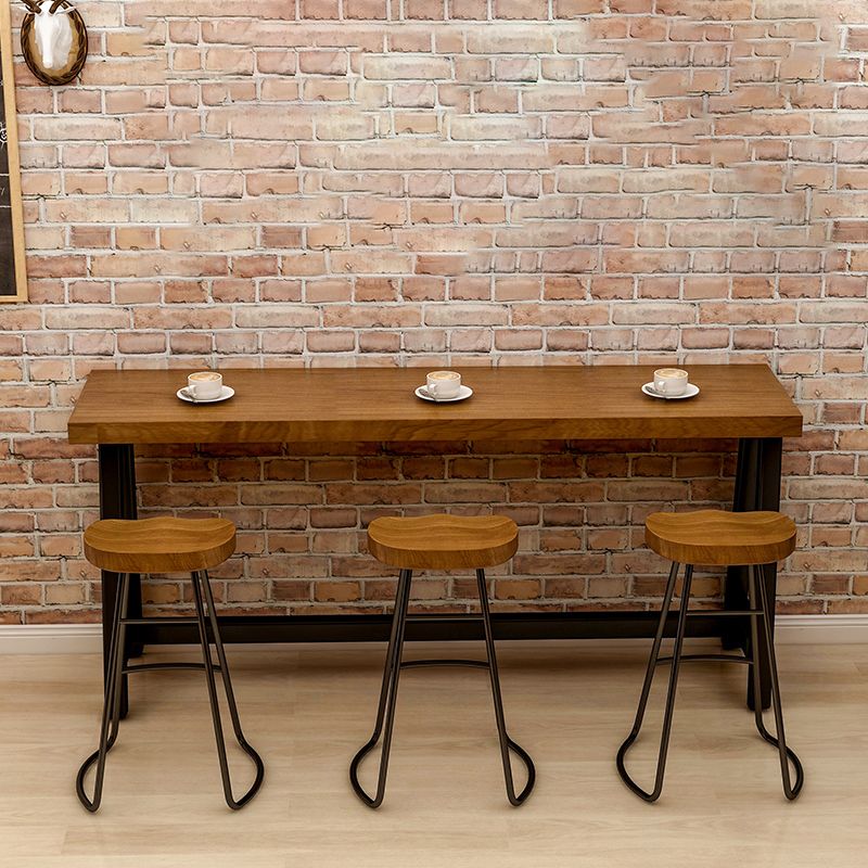 Contemporary Rectangle Bar Dining Table Wood Trestle Bar Height Table 42-Inch Top Clearhalo 'Bar Furniture' 'Bar Tables' 'bar_tables' 'furn' 'furn_bar_tables' 'Furniture' 'furniture_bar_tables' 'Kitchen & Dining Furniture' 'kitchen&dining_furn' 'kitchen' 1200x1200_ccf8459c-1327-4dc3-b529-4cc4ff5584d2