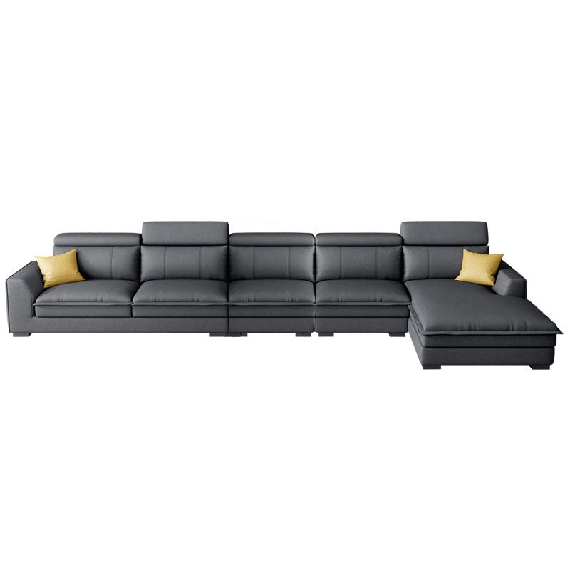 Square Arm Dark Gray Cushion Back Storage Faux Leather L-Shape Sofa Clearhalo 'furn' 'furn_sectionals' 'Furniture' 'furniture_sectionals' 'Living Room Furniture' 'Sectionals' 1200x1200_ccf8e1b3-b7c8-4fc4-8636-1667282722b9