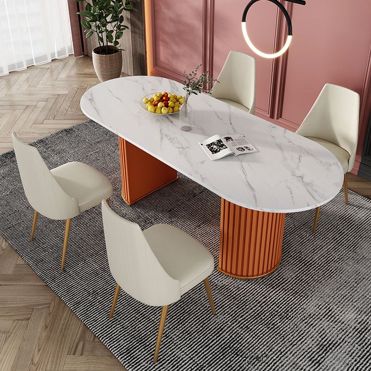 Contemporary Freeform Dining Table Sintered Stone Table with Double Pedestal Base Clearhalo ' dining_table' 'Dining Tables & Seating' 'Dining Tables' 'furn' 'furn_dining_table' 'Furniture' 'furniture_dining_table' 'Kitchen & Dining Furniture' 'kitchen&dining_furn' 'kitchen' 'kitchen_dining_table' 1200x1200_ccf92a06-32bc-443b-8f2c-306600499cad