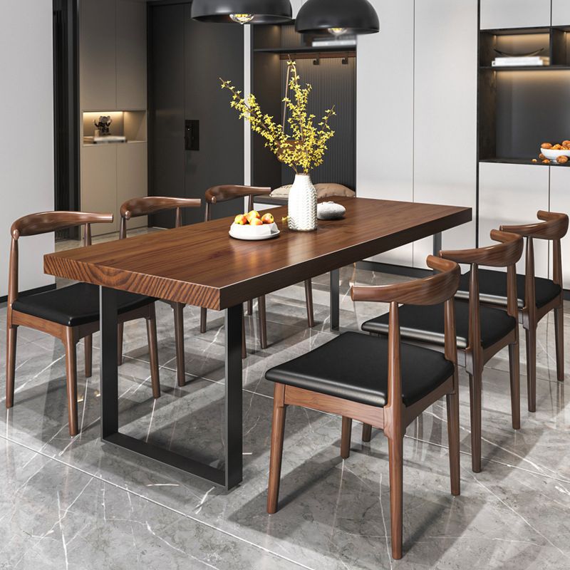 Modern Solid Wood Table Rectangular Pine Wood Dining Table with Black Sled Base Clearhalo 'Dining Tables & Seating' 'Dining Tables' 'dining_table' 'furn' 'furn_dining_table' 'Furniture' 'furniture_dining_table' 'Kitchen & Dining Furniture' 'kitchen' 'kitchen_dining_table' 1200x1200_ccfb86fb-5b3e-465f-8e5e-7a22c2873e1c