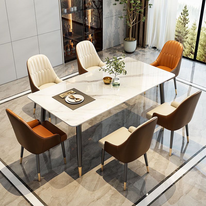 Sintered Stone Top Dining Table Metal Base Table for Dining Room Clearhalo 'Dining Tables & Seating' 'Dining Tables' 'dining_table' 'furn' 'furn_dining_table' 'Furniture' 'Kitchen & Dining Furniture' 1200x1200_ccfda94e-6d82-4f47-bc35-fdecec5cdab2