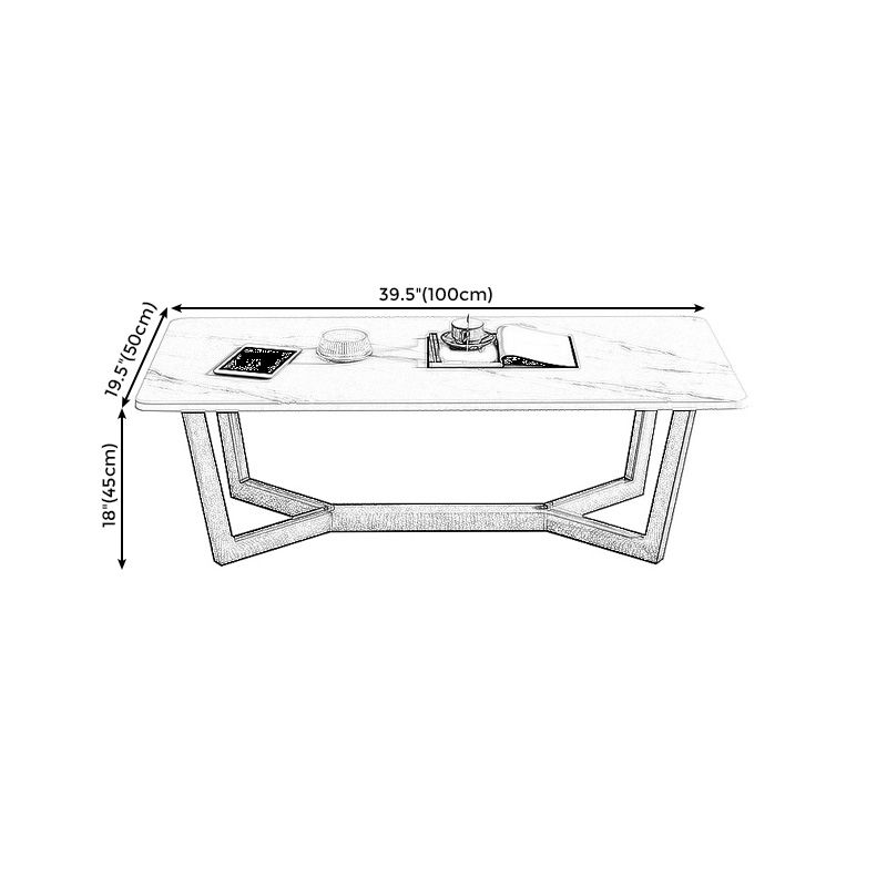 17.7"H Square White Slate Metal Frame Coffee Table for Living Room Clearhalo 'Coffee & Accent Tables' 'Coffee Tables' 'coffee_tables' 'furn' 'furn_coffee_tables' 'Furniture' 'furniture_coffee_tables' 'Living Room Furniture' 1200x1200_cd0015a2-bdb9-43ff-a8e1-788fe18839d1