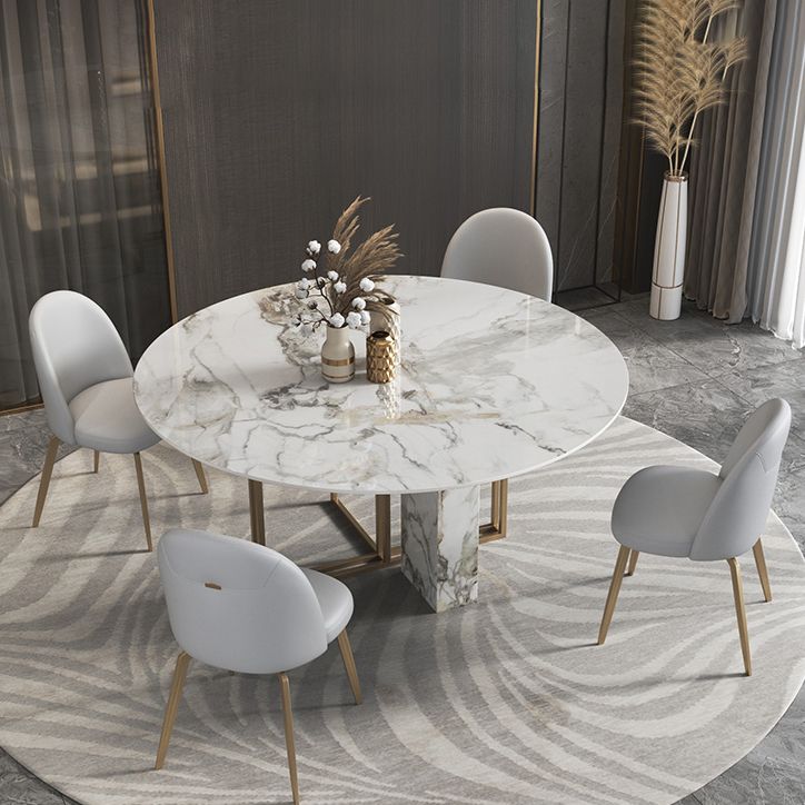 Glam 1/3/4/5/7 Pieces Dinette Set with Sintered Stone Top Round Dining Table Set Clearhalo 'Dining Room Sets' 'Dining Tables & Seating' 'dining_room_set' 'furn' 'furn_dining_room_set' 'Furniture' 'furniture_dining_room_set' 'Kitchen & Dining Furniture' 1200x1200_cd0077e6-c726-4f04-b62a-2572566f728e