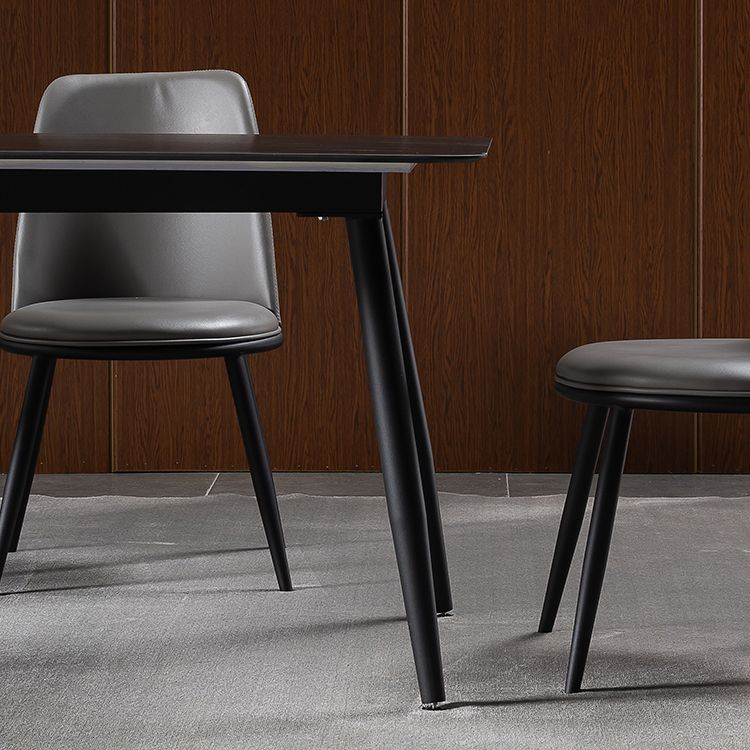 Modern 1/4/5/7 Pieces Rectangle Dinette Set with Sintered Stone Top Black Dining Table Set Clearhalo 'Dining Room Sets' 'Dining Tables & Seating' 'dining_room_set' 'furn' 'furn_dining_room_set' 'Furniture' 'furniture_dining_room_set' 'Kitchen & Dining Furniture' 1200x1200_cd022327-ac43-4e4d-8304-85b60528cfd5