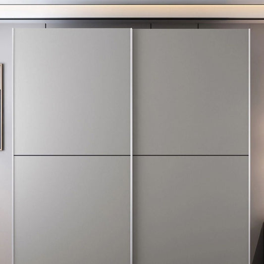 Grey Contemporary Wardrobe Cabinet Wooden Wardrobe Armoire with Drawer