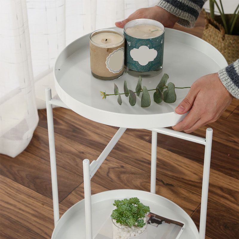 Middeleeuwse moderne stijl rond vierkant metalen tabel 4 benen basis bijzettafel