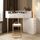 Modern 2-Drawers Makeup Dressing Table in White, 33.85" Tall