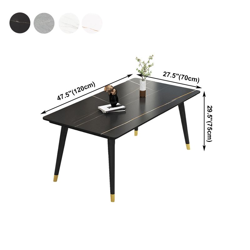 Sintered Stone Dining Table Industrial Style Black 4 Legs Base Rectangle Table for Home Clearhalo ' dining_table' 'Dining Tables & Seating' 'Dining Tables' 'furn' 'furn_dining_table' 'Furniture' 'furniture_dining_table' 'Kitchen & Dining Furniture' 'kitchen&dining_furn' 'kitchen' 'kitchen_dining_table' 1200x1200_cd04aea2-f06d-47ec-891a-0eb0f368424f