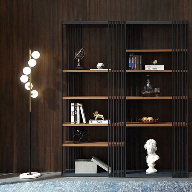 Contemporary Metal and Wooden Shelf Open Shelf Bookcase with Shelves Clearhalo 'Bookcases' 'furn' 'furn_bookcases' 'Furniture' 'Office Furniture' 1200x1200_cd0849de-c080-4ba6-8c2f-915f79e080eb